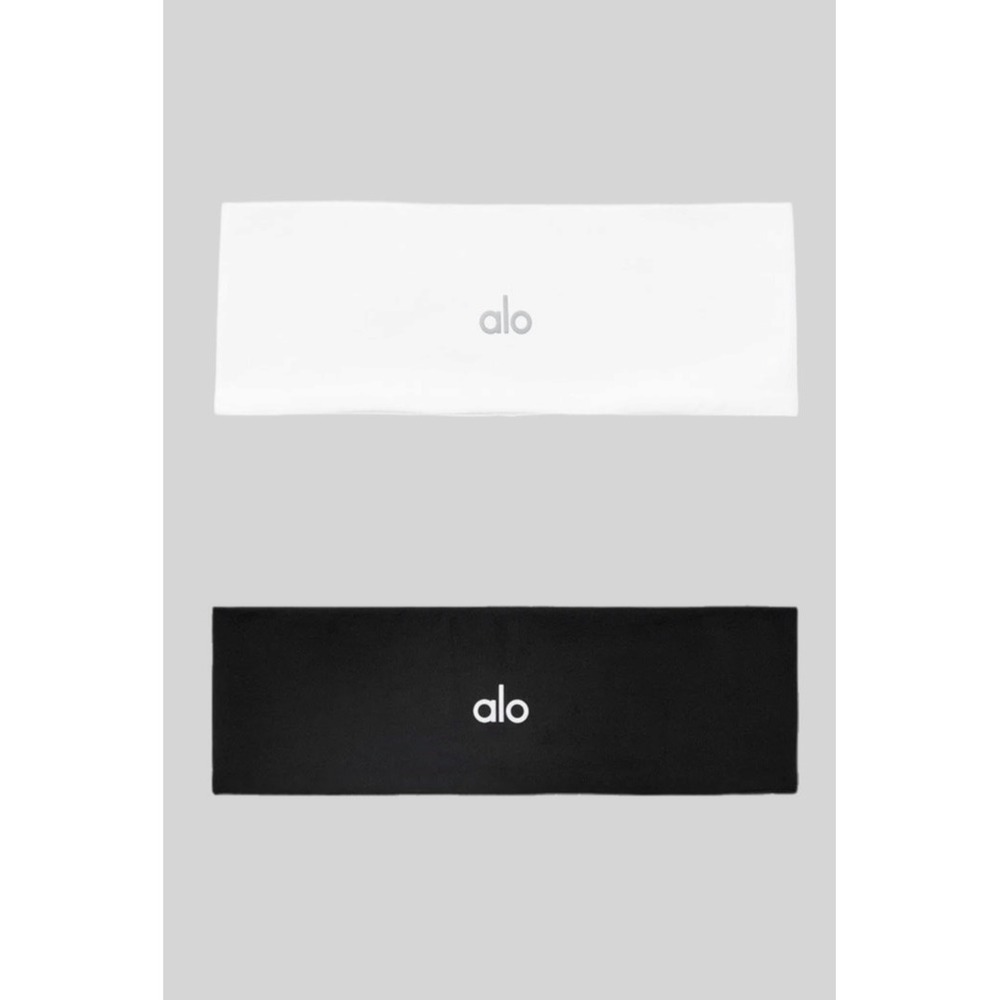 Alo Yoga Performance Conquer Headband Set Black White A0518U One Size NWT